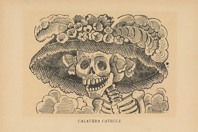 La Calavera Catrina, incisione di José Guadalupe Posada del 1910.